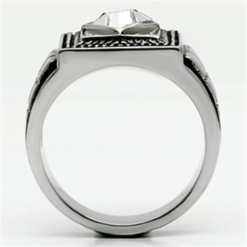 TK589 - Stainless Steel Ring High polished (no plating) Men Top Grade Crystal Clear