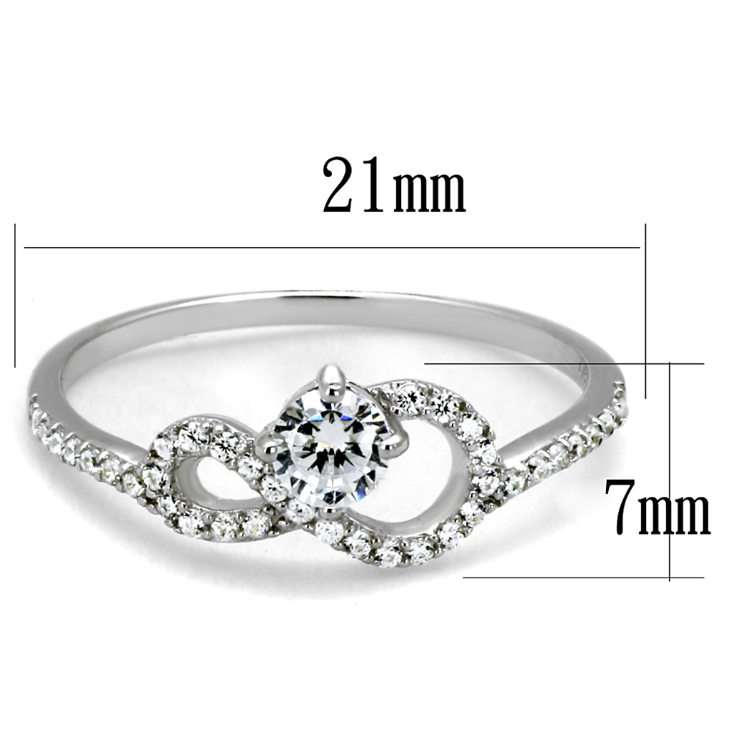 TS485 - 925 Sterling Silver Ring Rhodium Women AAA Grade CZ Clear