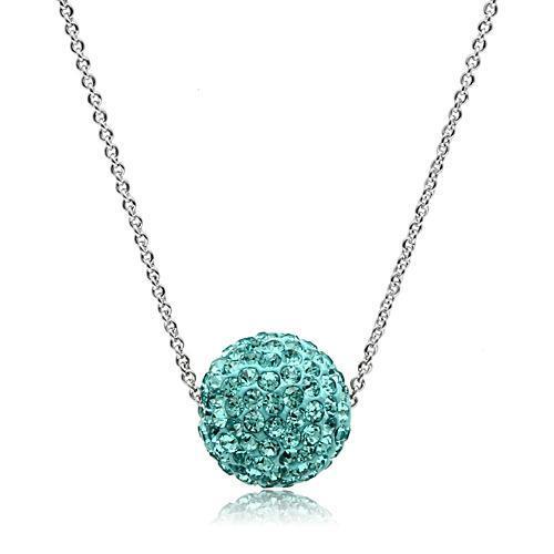 VL059 - Rhodium Brass Chain Pendant with Top Grade Crystal  in Sea Blue