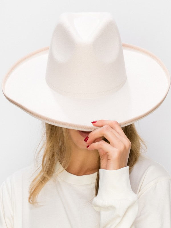 Vegan Felt Panama Upturned Brim HAT FOR WOMEN